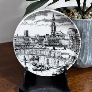 Vintage Mini Plate Hamburg Kajen Mit St. Michaeliskirche JB 3.75"